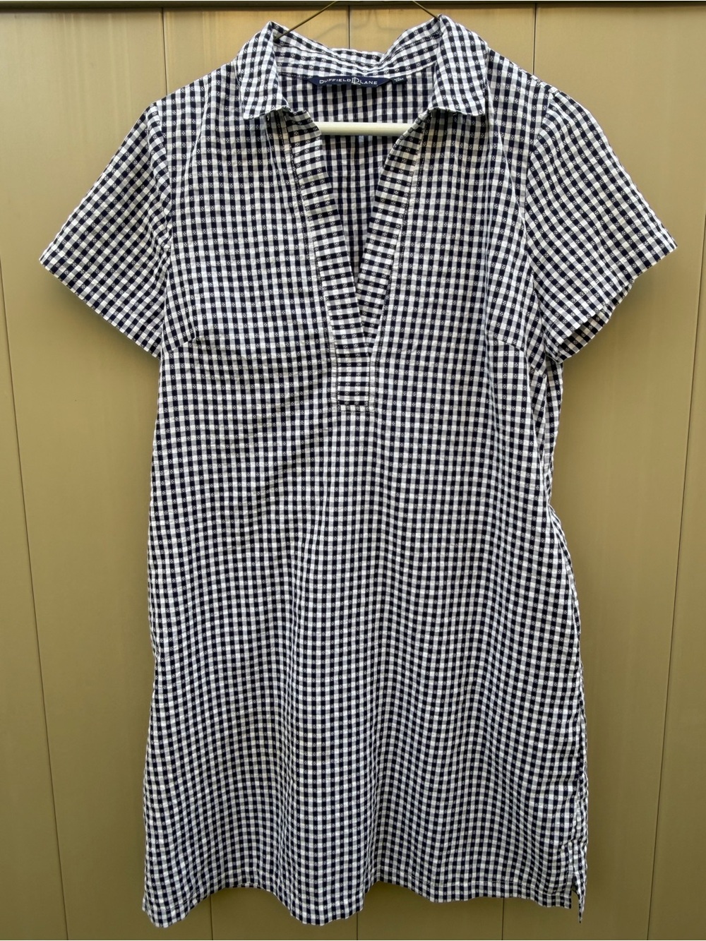 Duffield Lane Blue and White Gingham Polo Shirt Shift Dress